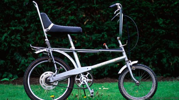 Silver Raleigh Chopper bicycle
