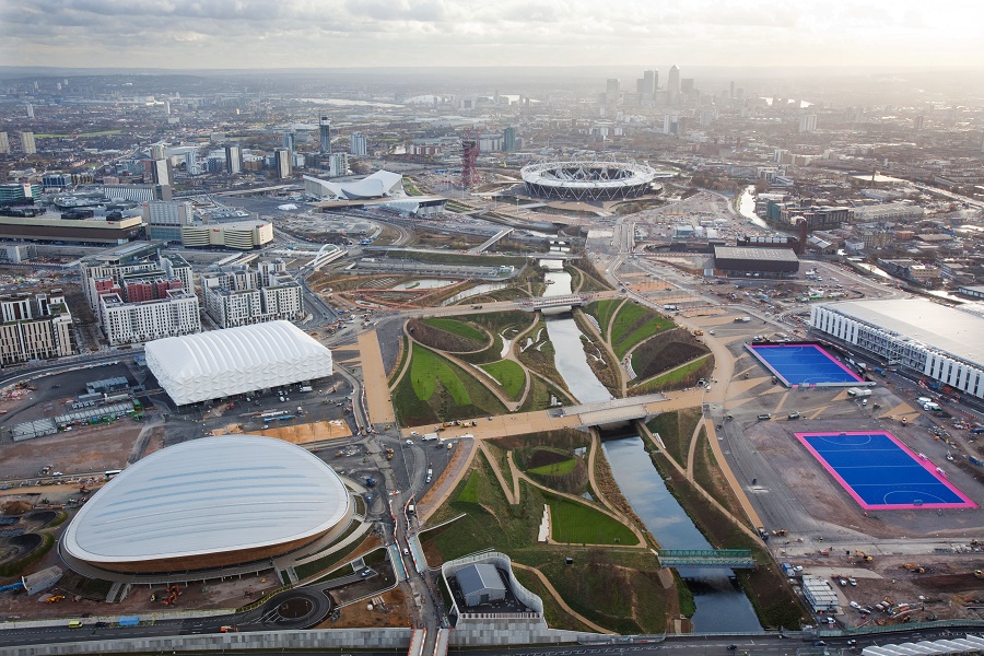 Olympic Park. Aerial view looking south through the parklands. Picture taken on 5th December 2011 by Anthony Charlton.
