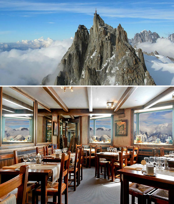 خوردن شام در ارتفاع 3842 متری از سطح زمین نیز می تواند تجربه جالبی باشد. رستوران منطقه «چامونیکس» فرانسه این شرایط را برای شما فراهم می سازد