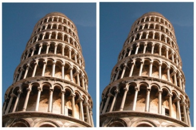 در نگاه اول تصور خواهید کرد که برج در عکس سمت راست، خمیدگی بیشتری دارد. اما واقعیت این است که هر دو تصویر یکی هستند و این مغز است که دچار اشتباه شده. 