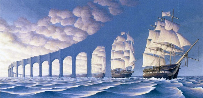 ماهیت این نقاشی با زاویه دید شما تغییر خواهد کرد؛ کشتی یا طاق پل؟ 