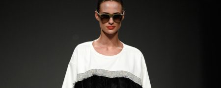 DUBAI, UNITED ARAB EMIRATES - APRIL 12: A model walks the runway at the Essa show during Fashion Forward at Madinat Jumeirah on April 12, 2014 in Dubai, United Arab Emirates. (Photo by Ian Gavan/Getty Images for Fashion Forward)