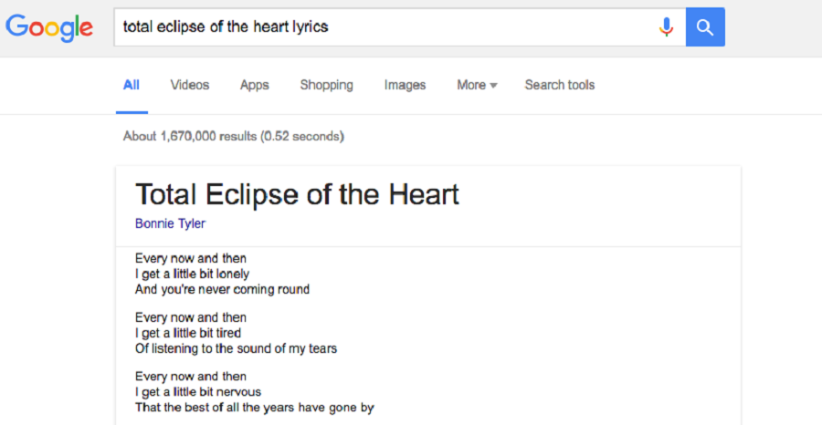 اضافه شدن نمایش متن ترانه‌ها هنگام جست‌وجوی نام آهنگ در گوگل
