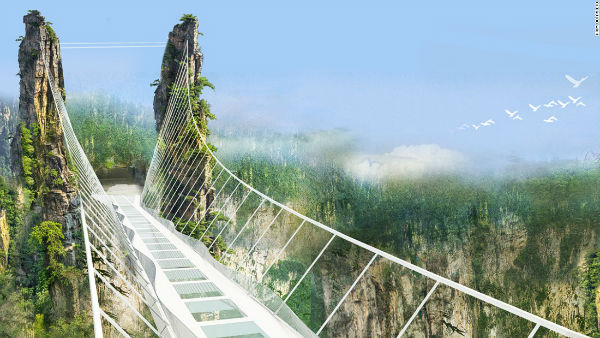 بزرگترین و مرتفع ترین پل شیشه ای دنیا در چین افتتاح شد