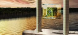 سازه ای عجیب؛ رستورانِ شیشه ای شناور، روی آب های رودخانه هادسونِ نیویورک