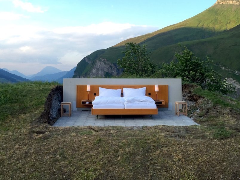 هتلی شگفت انگیز با اتاقی بدون دیوار، در کوه های آلپ سوئیس