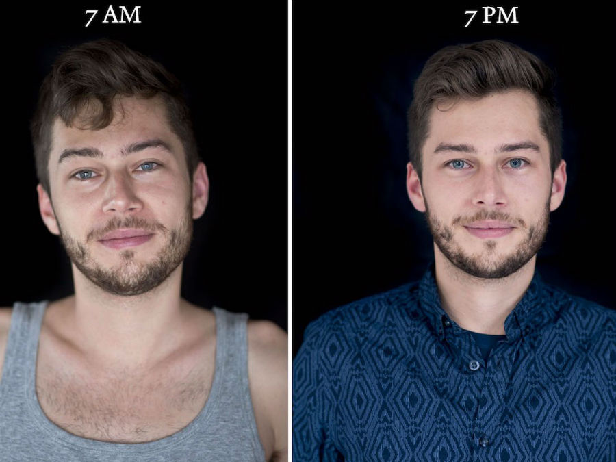 عکس هایی که تغییرات چهره انسان ها در طول یک روز را به تصویر می کشند