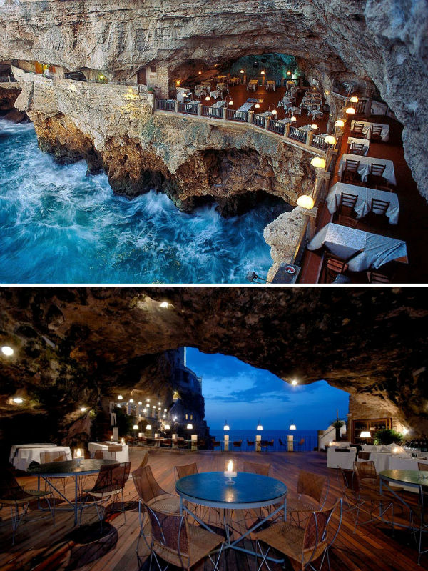 رستوران «Grotta Palazzese» که در منطقه «پاگلیا» ی کشور ایتالیا، غذا را در داخل غار سرو می کند