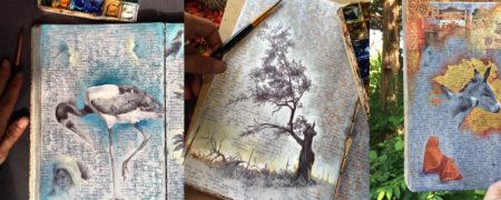 هنرمندی که با نقاشی های رنگی، خاطرات سفر خود را مستندسازی می کند