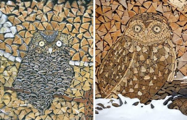 آثار هنری زیبایی که توسط انبوهی از چوب های بریده شده خلق گشته اند