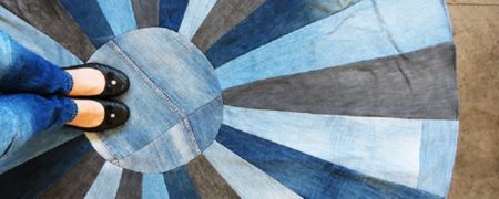 آموزش دوخت قالیچه با شلوارهای جین کهنه