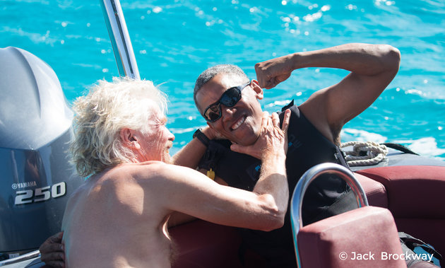 اسکی روی آب باراک اوباما در جزیره خصوصی میلیاردر انگلیسی [تماشا کنید]