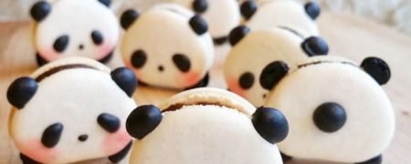 تزئین شیرینی ماکارون به شکل پاندا و میمون
