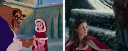 مجموعه تصاویری که نسخه کارتونی و سینمایی «دیو و دلبر» را با یکدیگر مقایسه می کنند