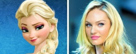۱۵ تصویر جالب که شباهت عجیب شخصیت های کارتونی زن دیزنی به مدل های مشهور را نشان می دهند