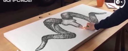 هنرمندی که با استفاده از باروت نقاشی ها زیبا و حیرت انگیز ترسیم می کند [تماشا کنید]