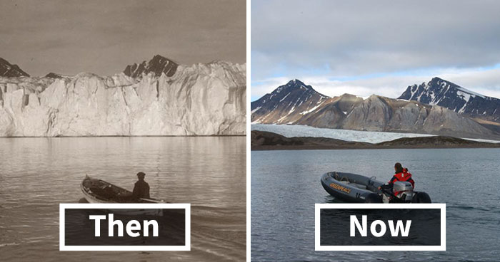 نگاهی به تصاویری که تغییرات اقلیمی قطب شمال در یکصد سال گذشته را نمایش می دهند