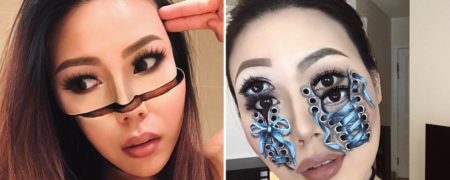 آرایشگری که با مهارت زیاد روی صورت خود عجیب ترین توهمات بصری را خلق می کند