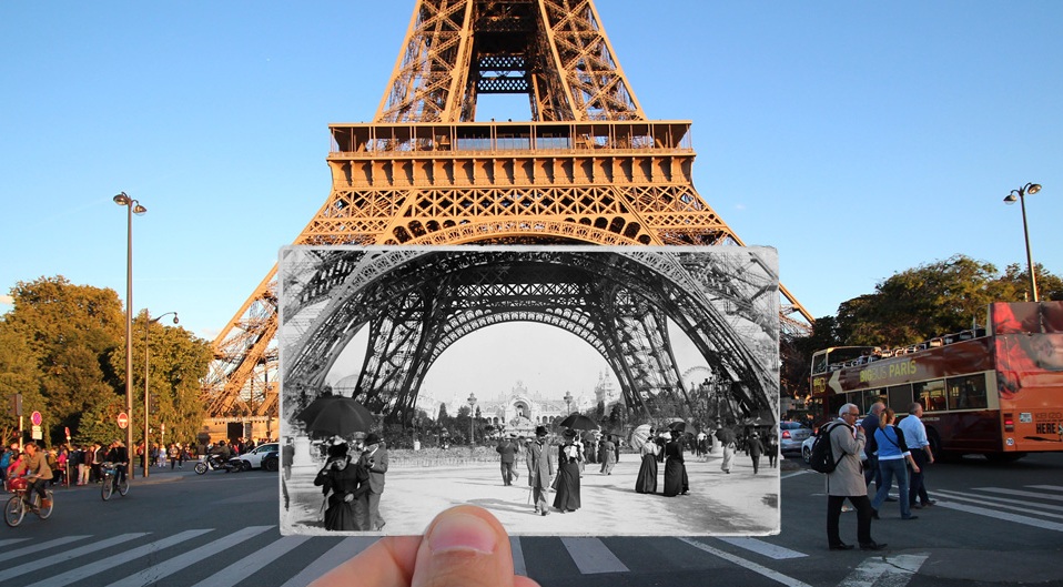 ادغام عکس های قدیم و جدید پاریس برای سفر به گذشته در یک نگاه