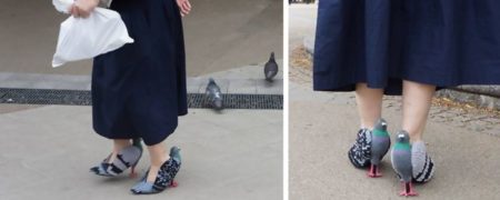 زنی با کفش های کبوتر موجب وحشت مردم ژاپن می شود