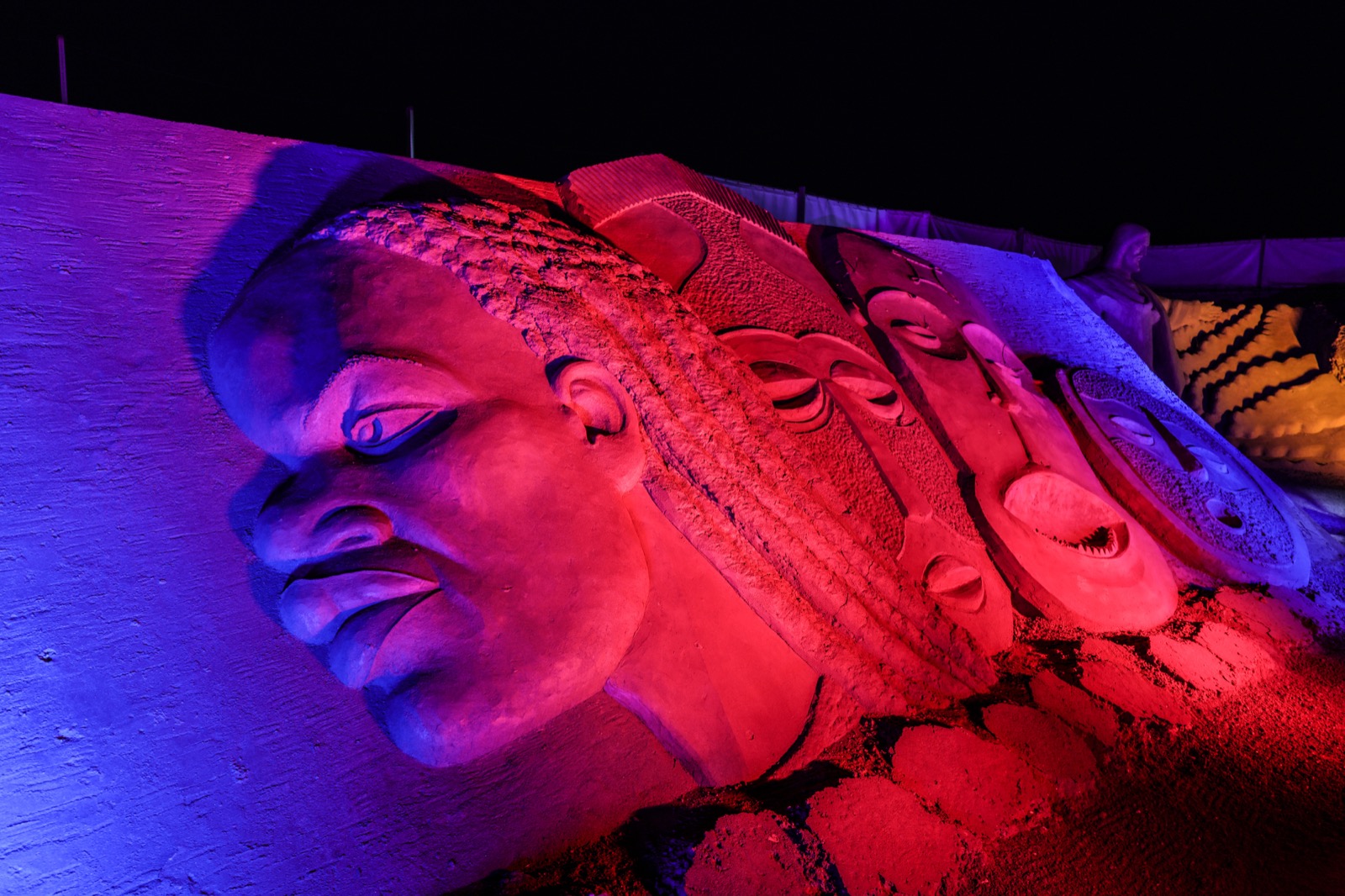 ANTALYA, TURKEY - MAY 02 : A sand sculpture is exhibited during the 11th International Antalya Sand Sculpture Festival in Antalya, Turkey on May 02, 2017. Sand sculptures are being displayed as 20 sculptors from 12 different countries attended to the 11th International Antalya Sand Sculpture Festival, which is among the worlds largest sand sculpture events, with main theme 'the seven wonders of the world and Mythology' in Antalya. 10000 tones of sand used to build gigantic sculptures such as Mustafa Kemal Ataturk, Christ the redeemer, Machu Picchu, Chichen Itza, Petra and Taj mahal, Colosseum and great wall of China. (Photo by Ali Ihsan Ozturk/Anadolu Agency/Getty Images)