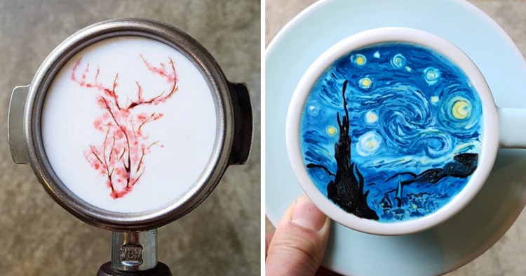 هنرمندی که با نقاشی های زیبای خود بر روی قهوه همگان را حیرت زده می کند