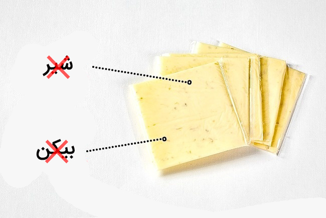 بیشتر پنیرهای ورقه ای و مخصوص ساندویچ، پنیر واقعی نیستند و کارخانه ها برای صرفه جوئی در هزینه ها، به جای شیر از آب پنیر و روغن پالم بهره می گیرند. پنیرهای واقعی باید از شیر تازه و طبیعی تهیه شوند و روغن گیاهی هم در خود نداشته باشند. پنیرهایی که روغن پالم در خود دارند، هنگام ورقه شدن خرد می شوند. همچنین، هنگامی که با انگشت روی آن ها فشار می دهید، جای انگشت باقی مانده و آب می اندازد. به صورت کلی، این پنیرها افزودنی طعم دهنده ی طبیعی ندارند.