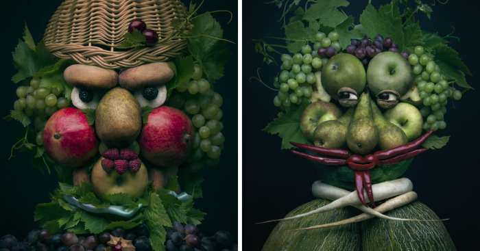 نگاهی به پرتره های بی نظیری که با استفاده از میوه و سبزیجات خلق شده اند