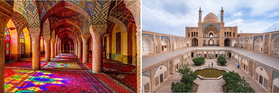 زیباترین مساجد کاشان و شیراز کدامند؟