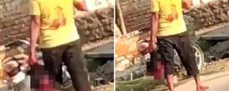 مرد هندی سر همسرش را به خاطر خیانت برید و با خود به اداره پلیس برد + ویدیو