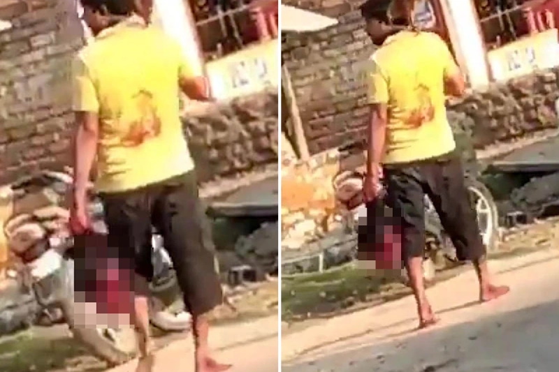 مرد هندی سر همسرش را به خاطر خیانت برید و با خود به اداره پلیس برد + ویدیو
