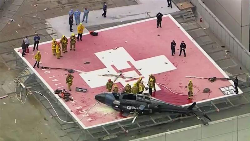 برخورد هلیکوپتر آمبولانس حامل قلب اهدایی با پشت بام بیمارستان در لس آنجلس + ویدیو