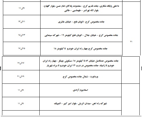 خاموشی های تهران