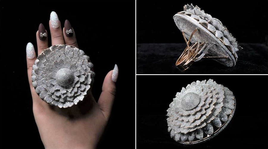 رکوردشکنی جهانی جواهرساز هندی با ساخت انگشتری با بیش از ۱۲ هزار قطعه الماس