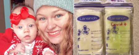 تغییر رنگ ترسناک شیر مادر به سبز فسفری بعد از ابتلای او و نوزادش به کرونا