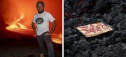 پیتزای آتشفشانی! آشپزی که با گدازه های آتشفشانی پیتزا می پزد + ویدئو