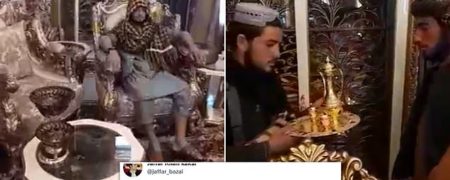 تصاویر جنگجویان طالبان در قصر مجلل عبدالرشید دوستم در مزار شریف + ویدیو