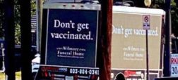 تبلیغ جالب یک شرکت کفن و دفن در آمریکا: «واکسن نزنید»