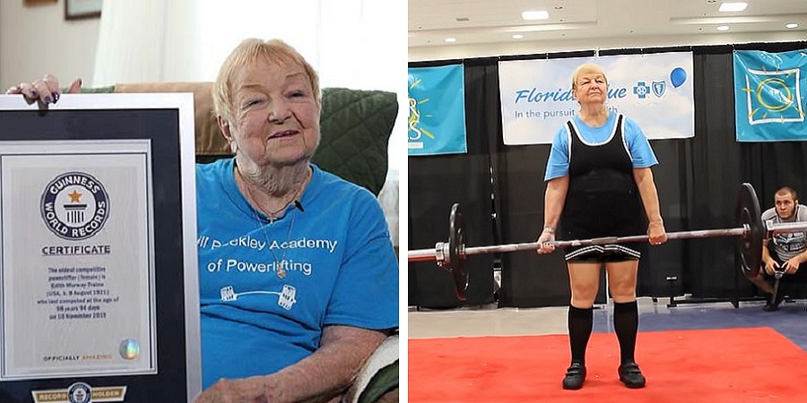 مادربزرگ ۱۰۰ ساله رکورد مسن ترین وزنه بردار قدرتی را شکست