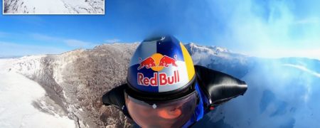 پرواز خلبان نیروی هوایی شیلی با وینگسوت به درون دهانه آتشفشان فعال + ویدیو