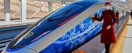 رونمایی از قطار گلوله ای خودران جدید چین ویژه المپیک زمستانی پکن + ویدئو