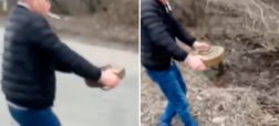 نماد سرسختی اوکراین ؛ مردی با سیگاری در گوشه لبش مین ضد تانک را بر می دارد + ویدیو