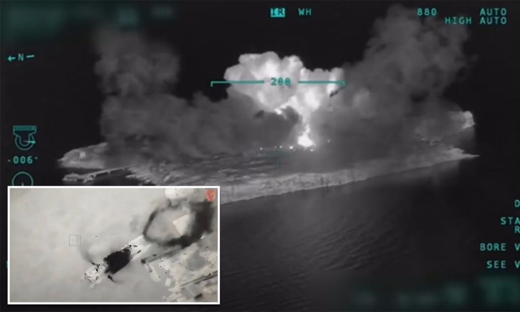 لحظه بمباران جزیره اشغال شده مار توسط جنگنده های اوکراینی از نگاه پهپاد بیرقدار + ویدیو