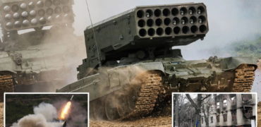 لحظه دراماتیک انفجار بمب خلاء پرتاب شده توسط نیروهای روسی در شرق اوکراین + ویدیو