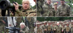 بوریس جانسون در تمرینات آموزشی نظامی بریتانیا به سربازان اوکراینی پیوست + ویدیو