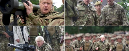 بوریس جانسون در تمرینات آموزشی نظامی بریتانیا به سربازان اوکراینی پیوست + ویدیو