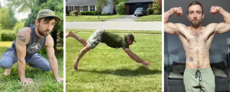 مردی که برای تناسب اندام مانند سگ ها روی چهار دست و پا راه می رود + ویدیو