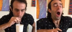 مردی که برای اولین بار در زندگی نوشیدنی جز آب را امتحان می کند + ویدئو