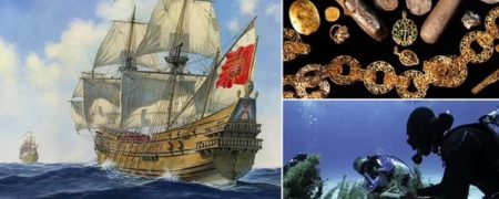 گنج کشتی افسانه ای غرق شده در آب های پر از کوسه باهاما کشف شد + تصاویر