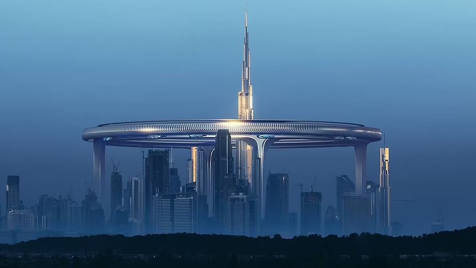 طراحی معماری مفهومی آینده نگر دور برج خلیفه در دبی